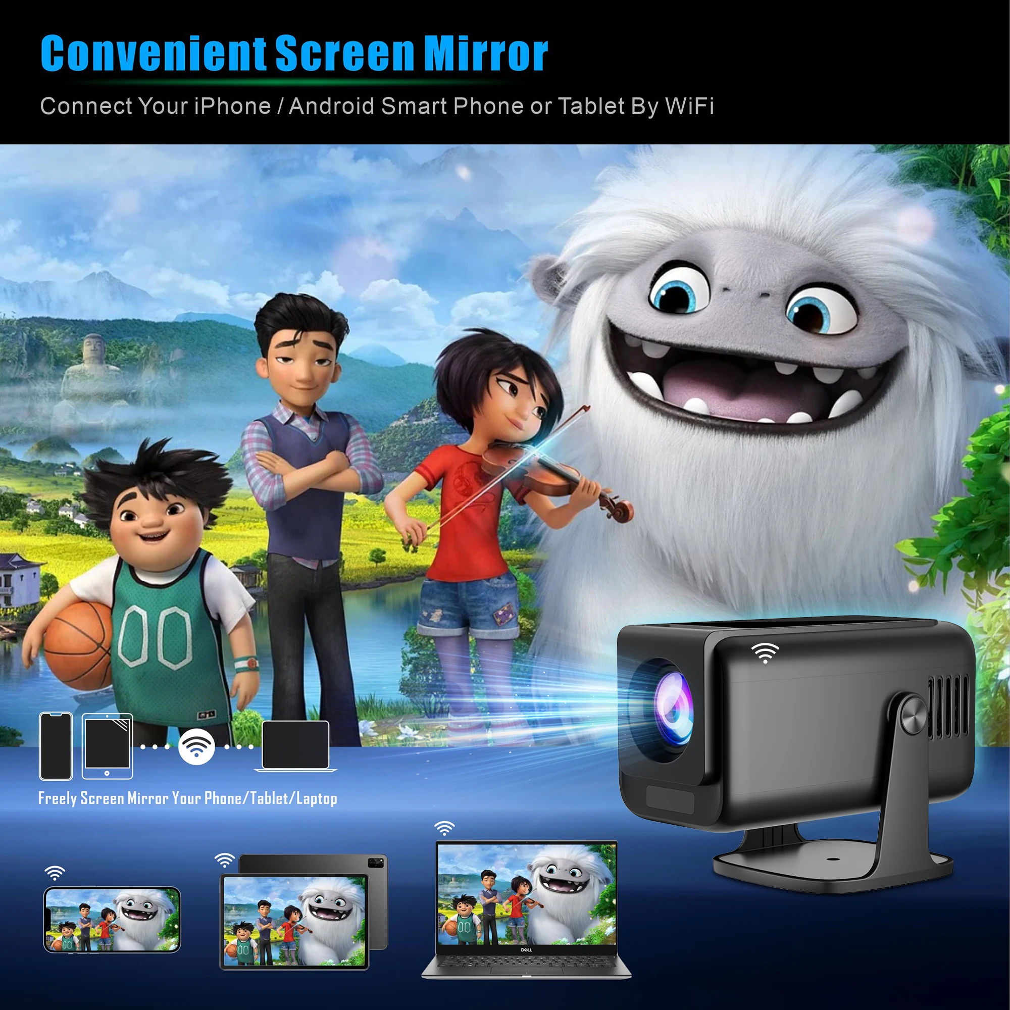 Проектор HP320 1920X1080P Android13 Wi-Fi Умный домашний кинотеатр с ручным фокусом BT 400ANSI