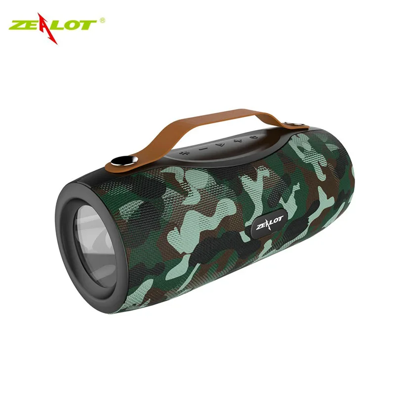 

New ZEALOT Portable Wireless Waterproof Noise Reduction Small War Drum Subwoofer Audio with Flashlight Bluetooth Speaker