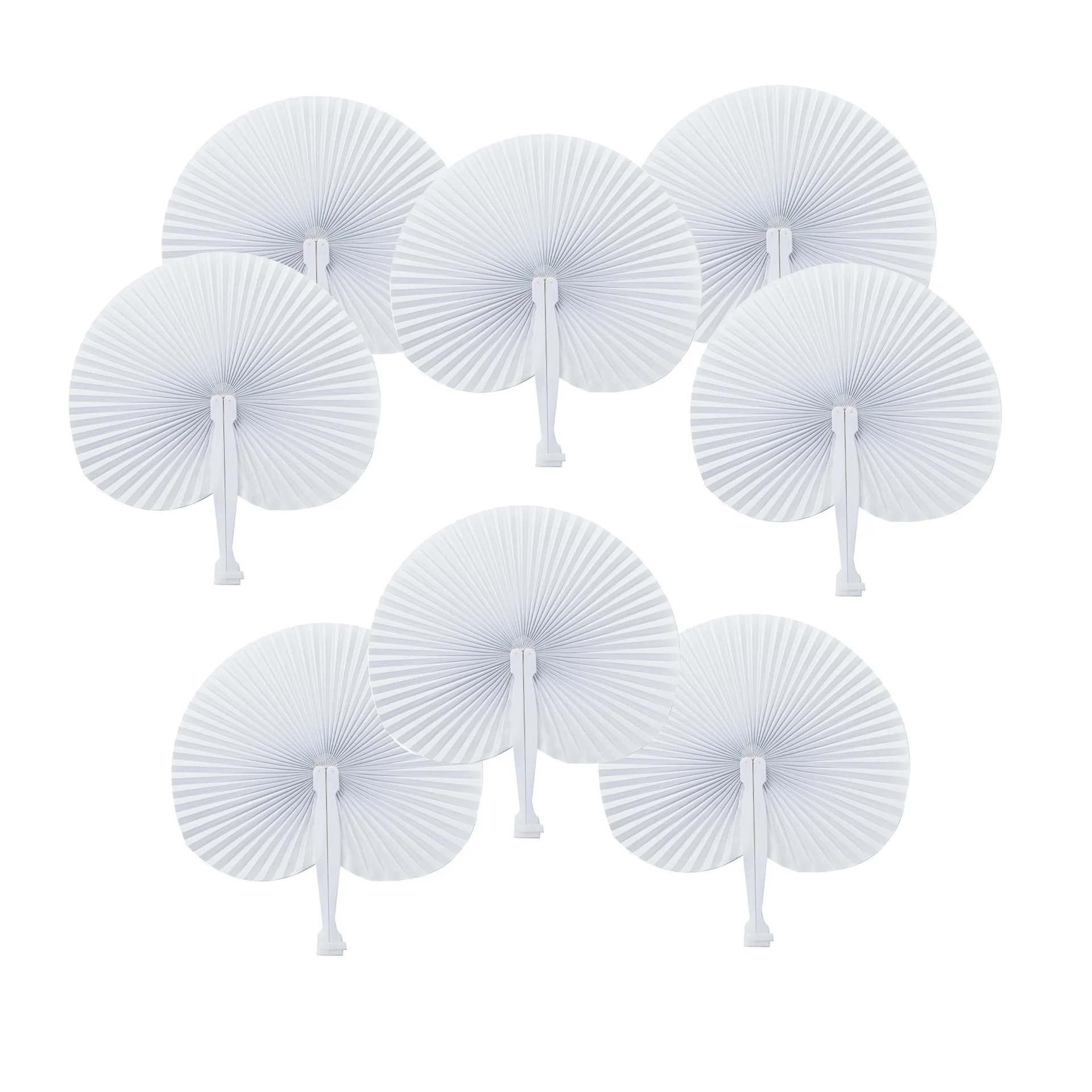 

12pcs Folding Paper Fan Handheld White Heart Shaped Round Foldable Mini Hand Fan for Wedding Wall Decoration Party Guests Gift