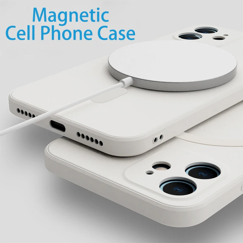 Cell Phone Case for Magsafe iPhone 11 12 13 14 Pro Max X XR Xs Silicone Magnet Cover Soft Shell Phones Protector Magnetic Cases