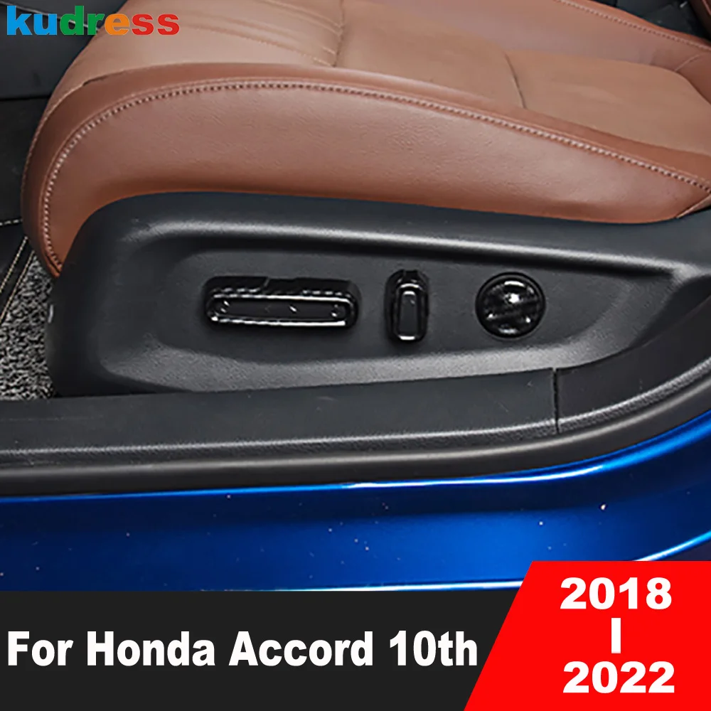 

Для Honda Accord 2018 2019 2020 2021 2022 ручка из углеродного волокна для регулировки автомобильного сиденья кнопка переключения крышка отделка аксессуар...