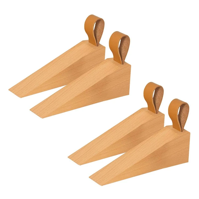 

Wooden Door Stopper, Solid Wood Non-Slip Door Wedges, Sturdy And Durable Door Stop Wedge, Security Door Stopper (4 Pcs)