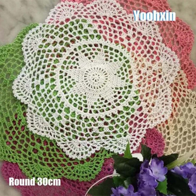 

2023Hot Round Cotton Placemat Cup Coaster Mug Kitchen Christmas Table Place Mat Cloth Lace Crochet Tea Coffee Doily Handmade Pad