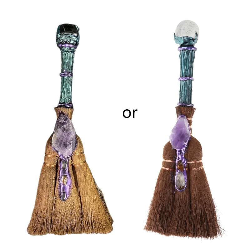 Алтарная метла ведьмы аметист кристалл декоративная кисть ручная работа