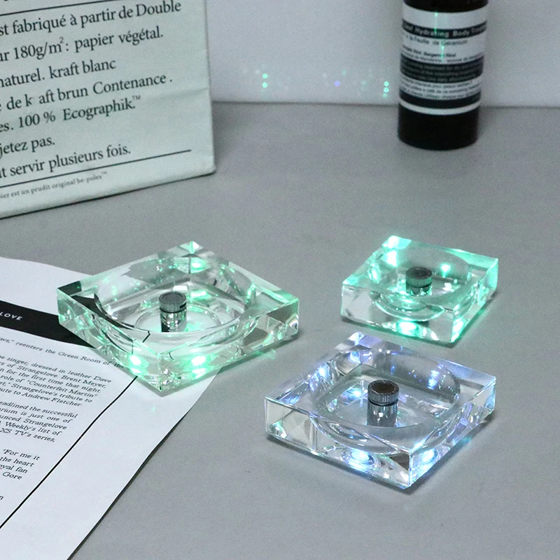 

1 pc LED Night Colorful Light Crystal Square Base Holder Display Stand Lamp Base