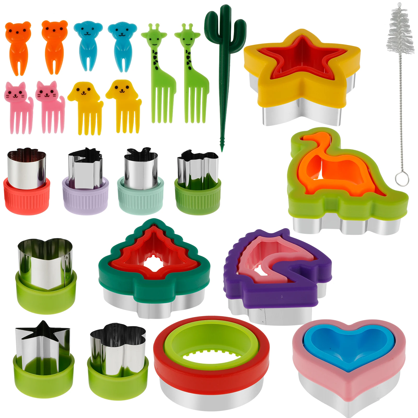 

30Pcs Sandwich Cutter and Sealer Set Stainless Steel Fruit and Vegetable Shape Cutter Colorful Detachable Sandwich Mould Cutter