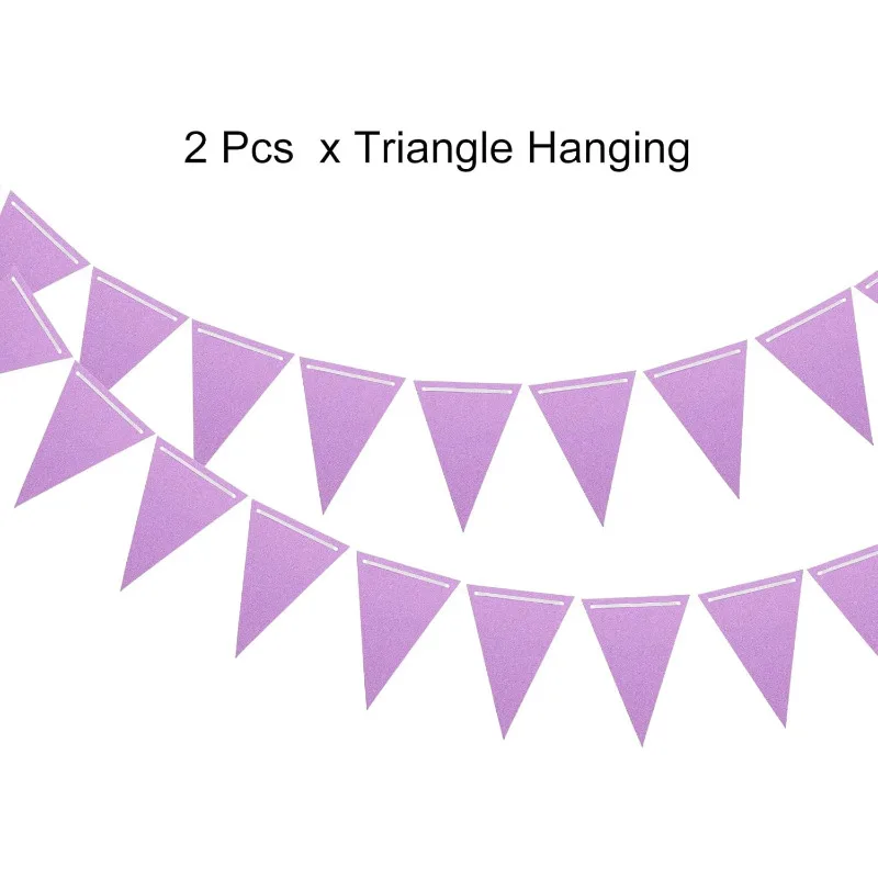 2 шт. светло-фиолетовый подвесной вымпел бумажный баннер треугольные флаги фон