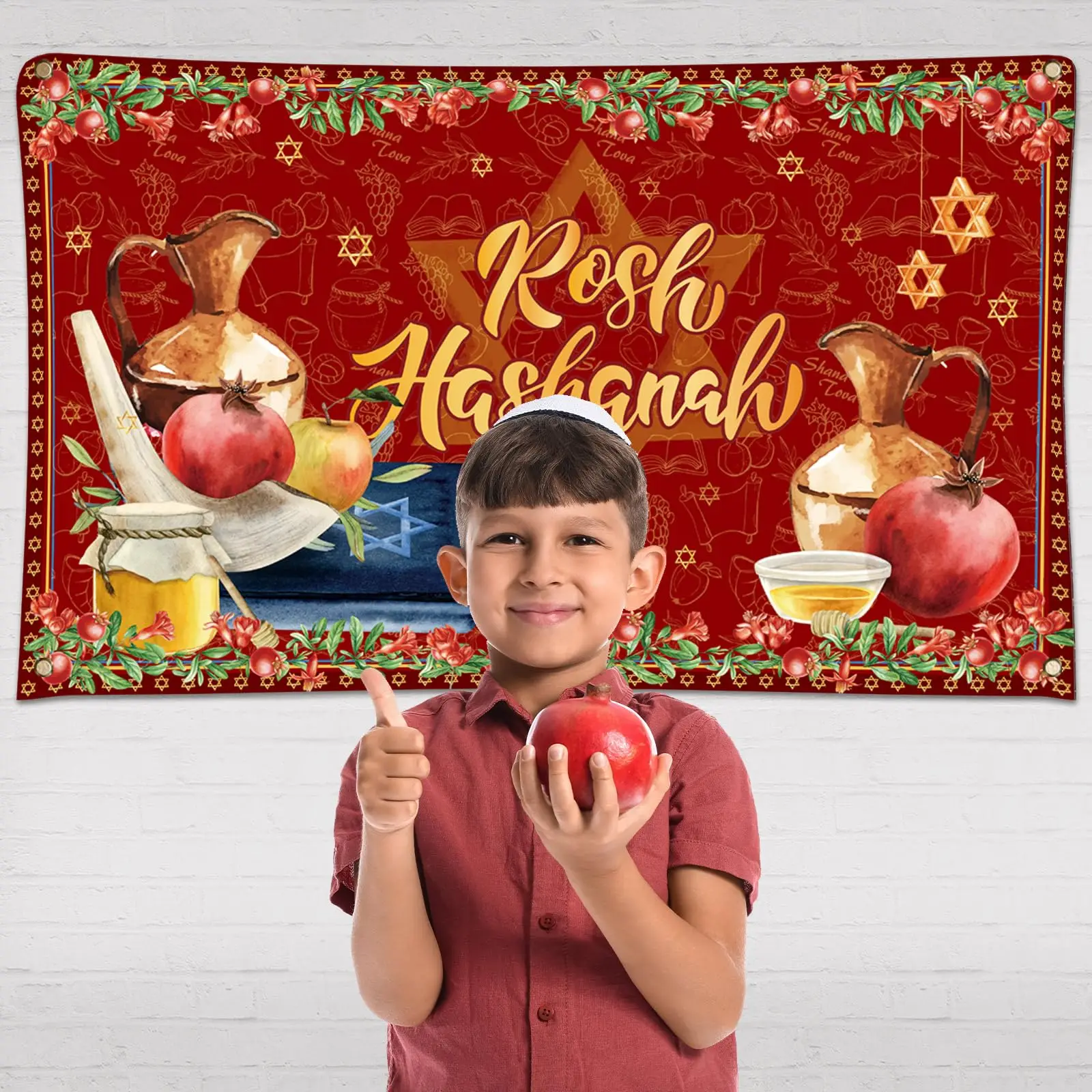 Рош Хашань фото фон баннер Хашана еврейский фестиваль Шана Тува золотой декор