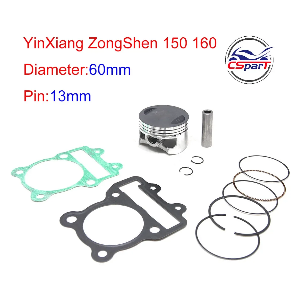 

Комплект поршневых колец YX150, YX160 60 мм, 13 мм, 150CC, 160CC, 1P60FMJ, 1P60FMK, YinXiang, ZongShen, Kaya