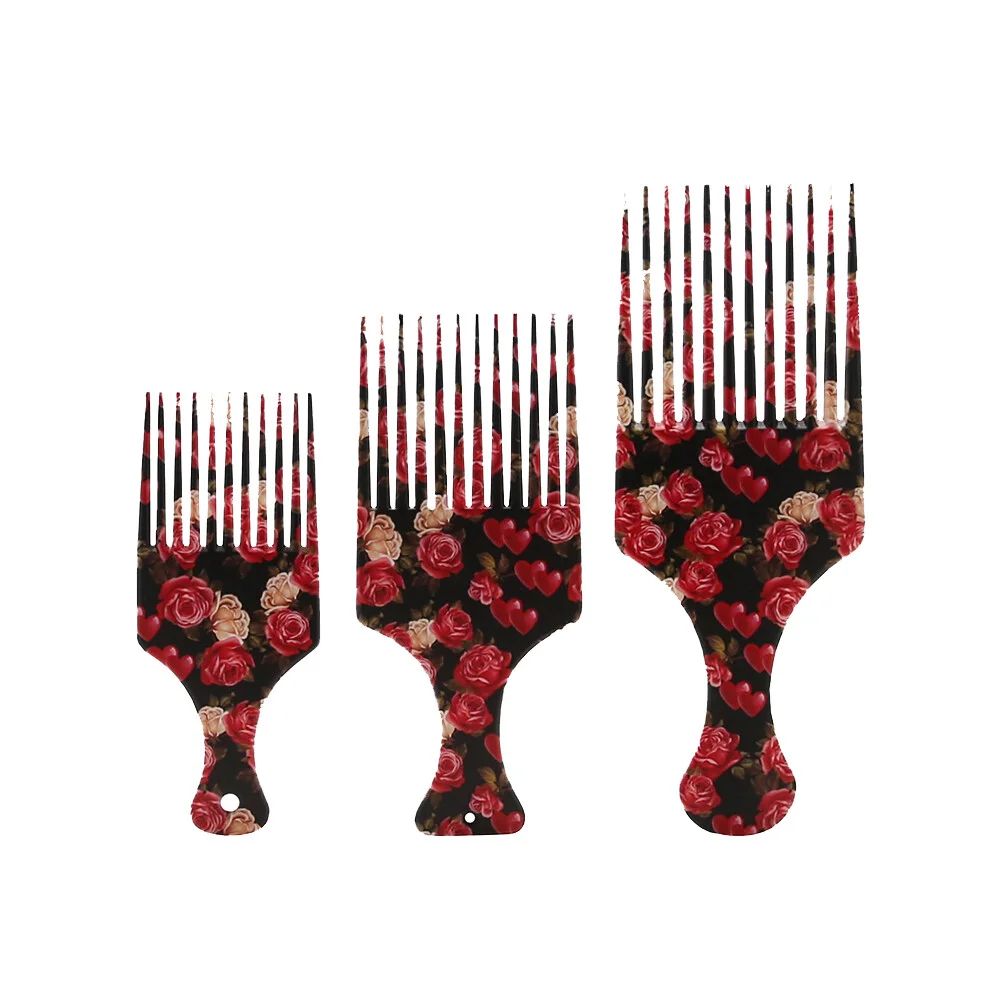 

3pcs Retro Salon Plastic Hair Combs Large Wide Tooth Comb Floral Hairdressing Hair Pick Comb Slick Styling Hair