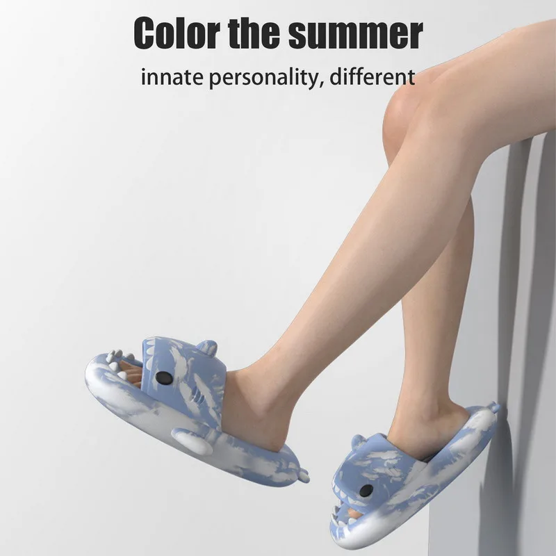 Litfun Platform Shark Slippers For Women Men Summer Fashion Shark Slides Home Couple Thick Soled Non-slip Sandal Beach Flip Flop