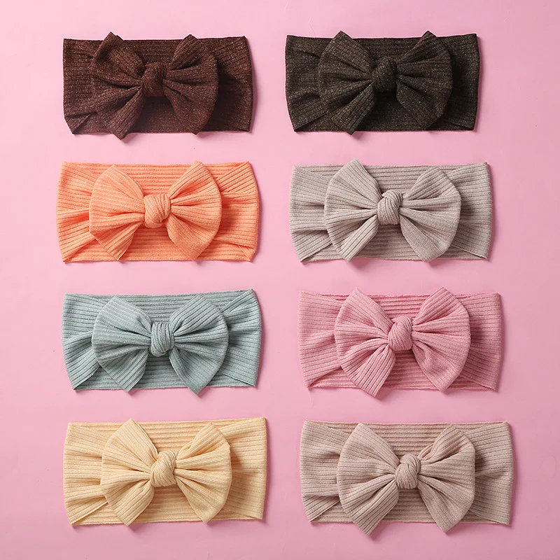 

Striped Knitted Cable Bow Baby Headband for Child Bowknot Headwear Cables Turban for Kids Elastic Headwrap Baby Hair Accessories