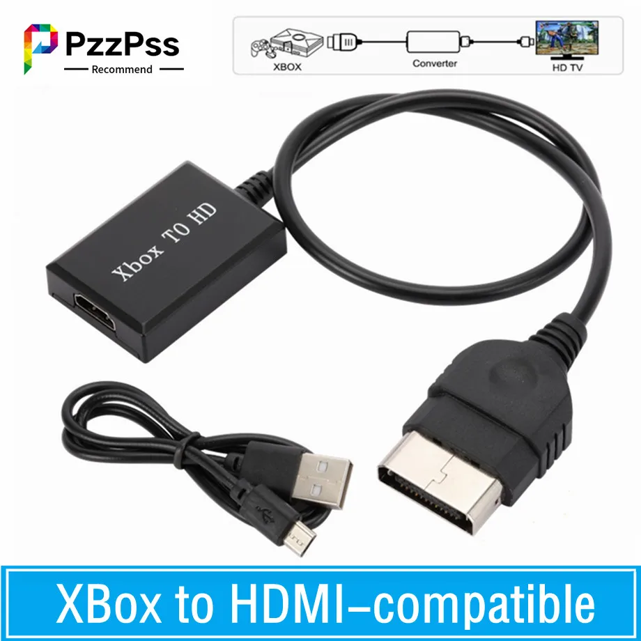 

PzzPss XBox to HDMI-compatible Video Converter Adapter HD 1080P/720P With USB Power Cable For Models Of Original Consoles