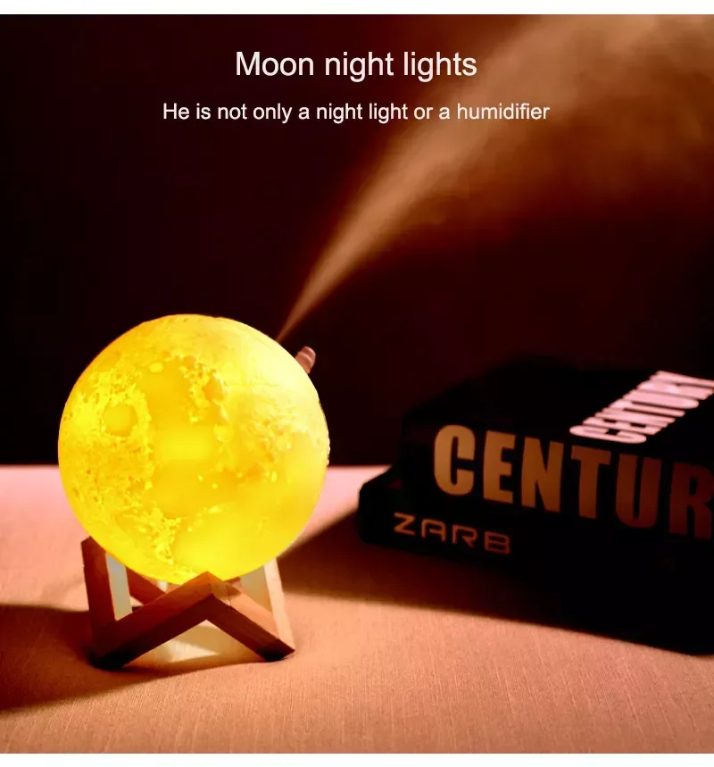 

NEW 2023 Air Humidifier Purifier Moon Lamp Moonlight Humidifiers Night Light USB Charging Air Humidifier Mist Maker For Room