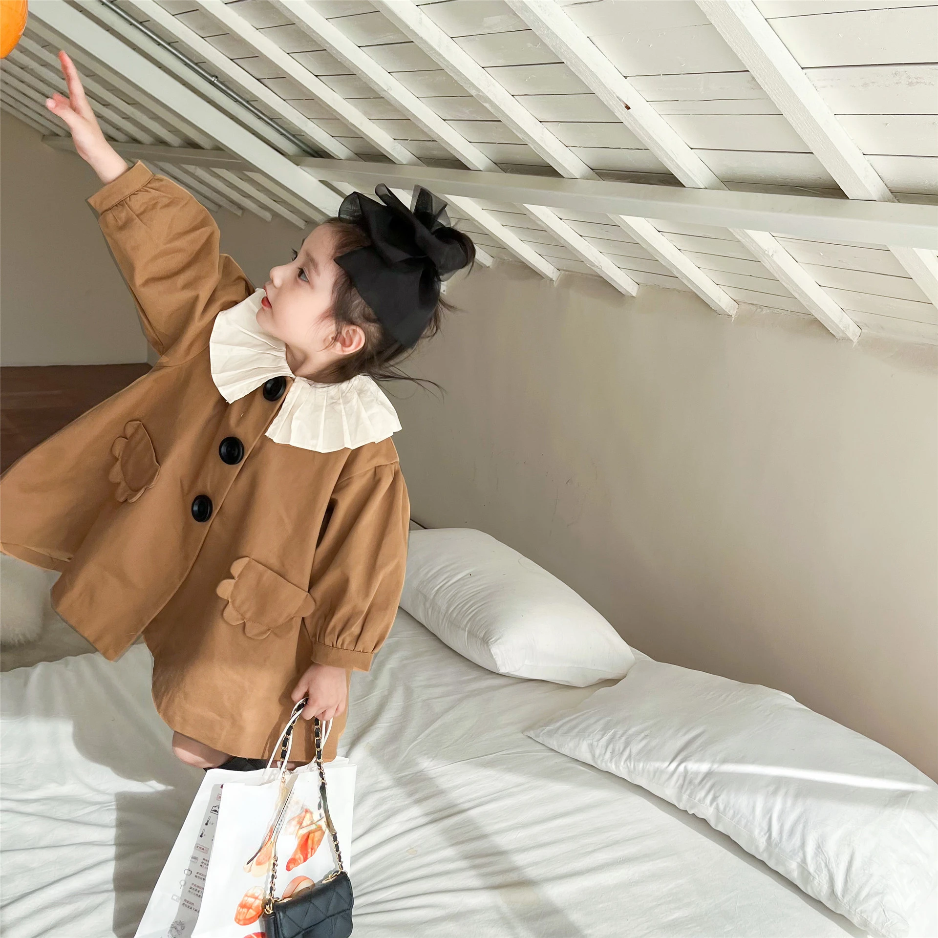 RiniLucia 2022 Autumn Fashion Girls Trench Coat Mid-long Style Kids Patchwork Coat Children Windbreaker Jacket Birthday Gift