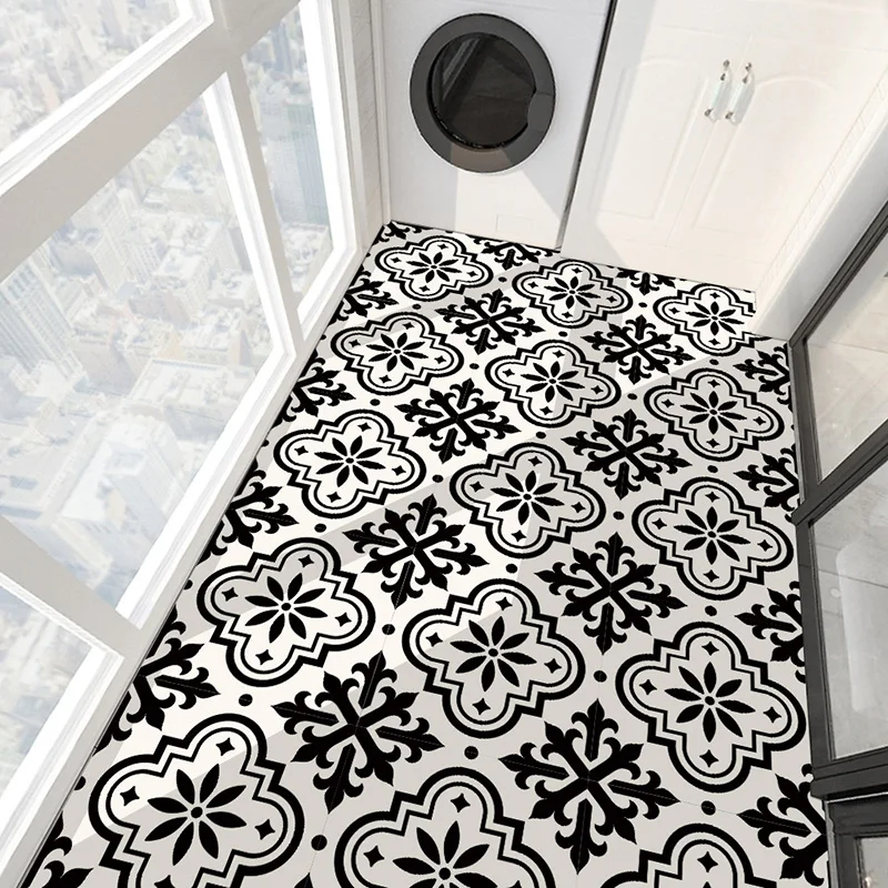 

4Pcs Modern Self-Adhesive Square Peel and Stick Non-Slip Waterproof Removable PVC Bathroom Kitchen Home Decor Floor Tile Sticker