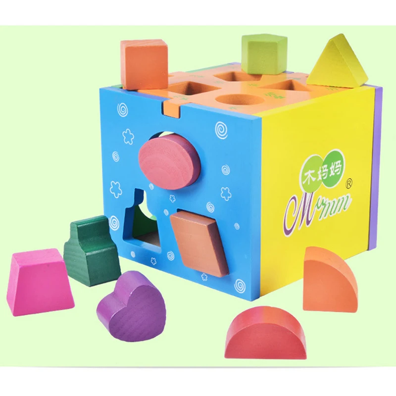 

13 Holes Wooden Intelligence Box Building Blocks Toys Baby Cognitive Matching Building Blocks Children Learning Educational Toys