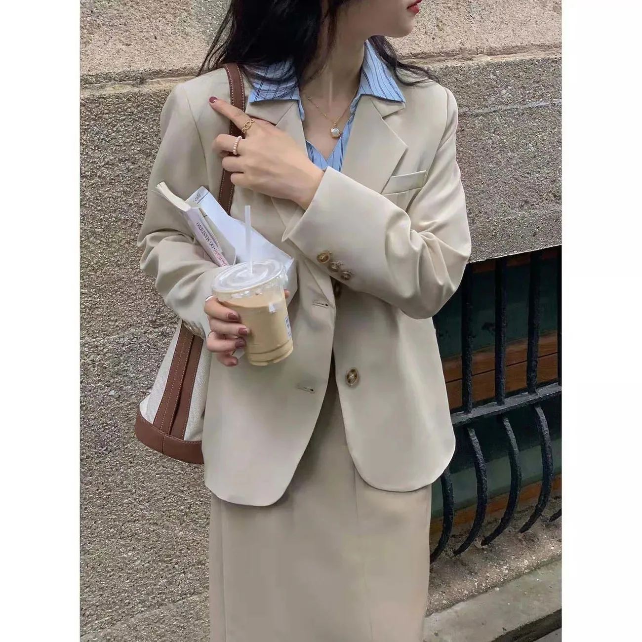 Blazers for Women 2023 Spring and Autumn Casual British Style Jacket for Women Solid Color Women Blazer
