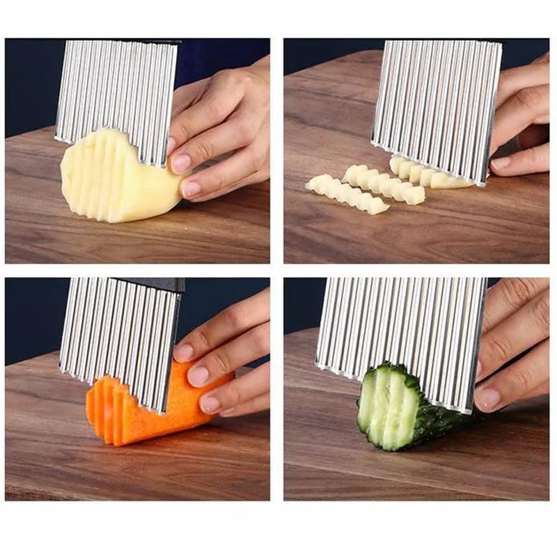 1Pcs Multi Purpose Cooking Tool Chopping Knife Vegetable Chopper Wavy Shape French Fries Cutter Kitchen Gadgets images - 6