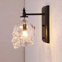 vintageretro 7w led wall sconces lamp glass skull light fixture e14 bulb bar counter coffee shop aisle hallway