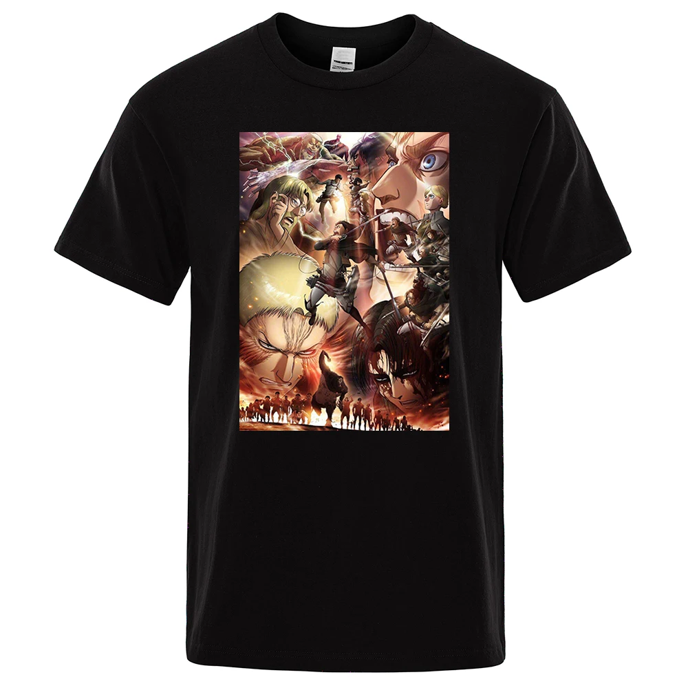 

Attack on Titan Japan anime Mens Tshirts Vintage Brand Casual T Shirt Fashion Breathable Loose Pattern O-Neck Men T-Shirts Tops