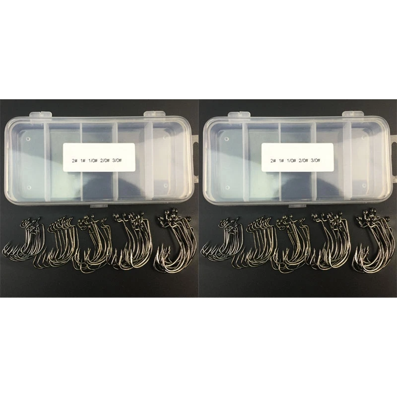 

102Pcs Fishing Hooks High Carbon Steel Worm Senko Bait Jig Fish Hooks With Plastic Box
