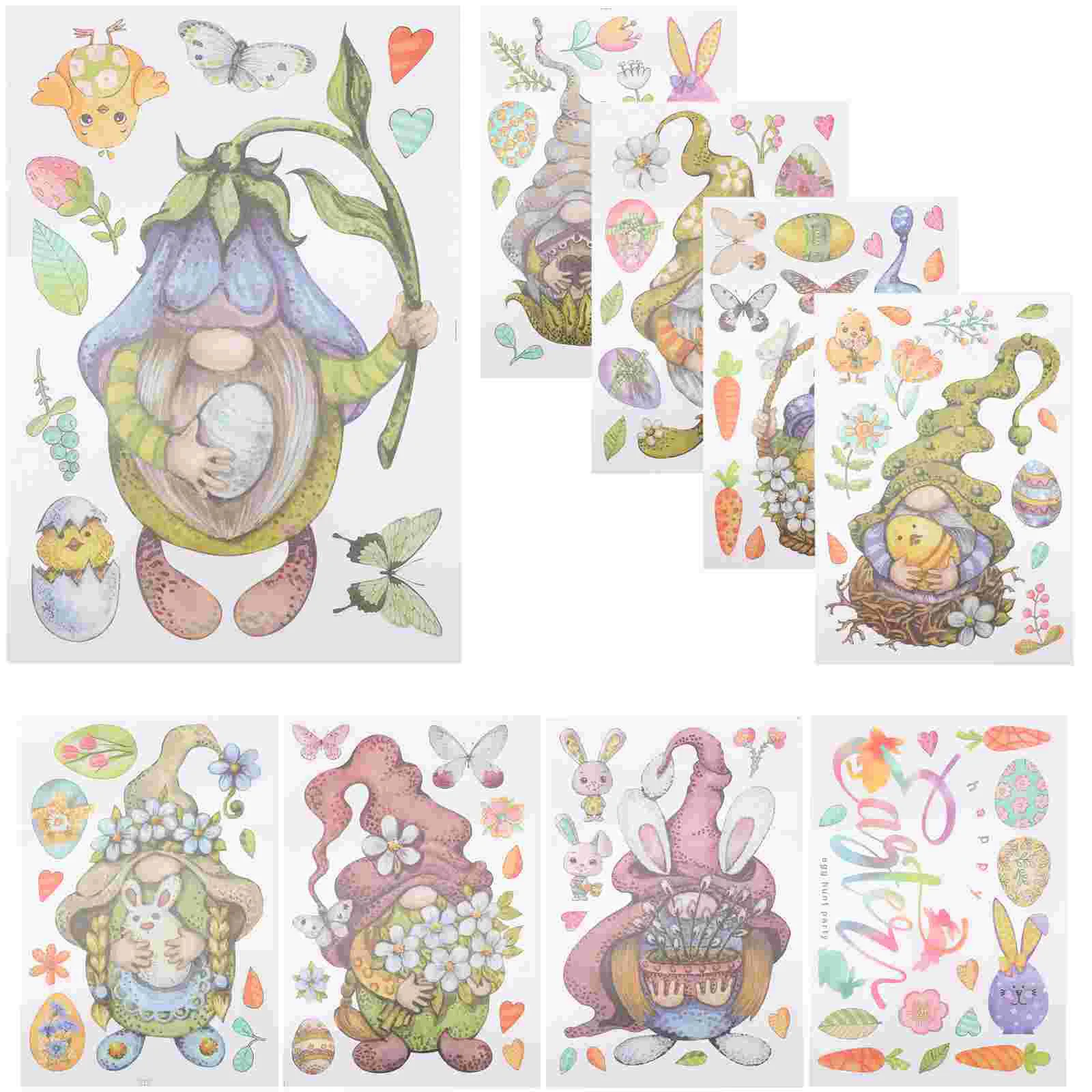 

Easter Cartoon Decal Bunny Stickers Spring Window Decals Bunny Decor Window Glass Stickers Rabbit Door Sticker