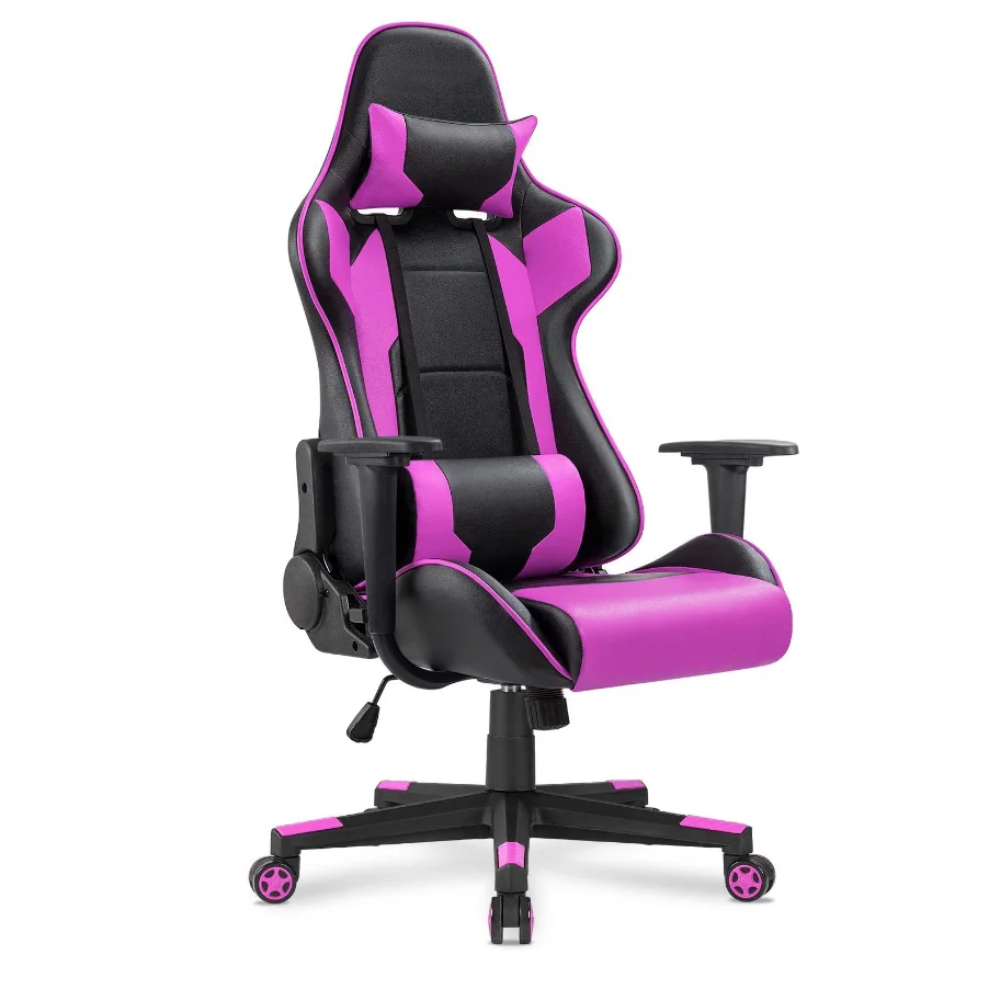 

Luxury Gaming Gamer Computer Chair Massage pu Leather led rgb Purple Black White Pink Scorpion Racing Gaming Chair with Footrest