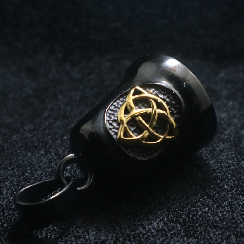 

316L Stainless Steel Simple Fashion Biker Black Gold Plated Bell Pendant