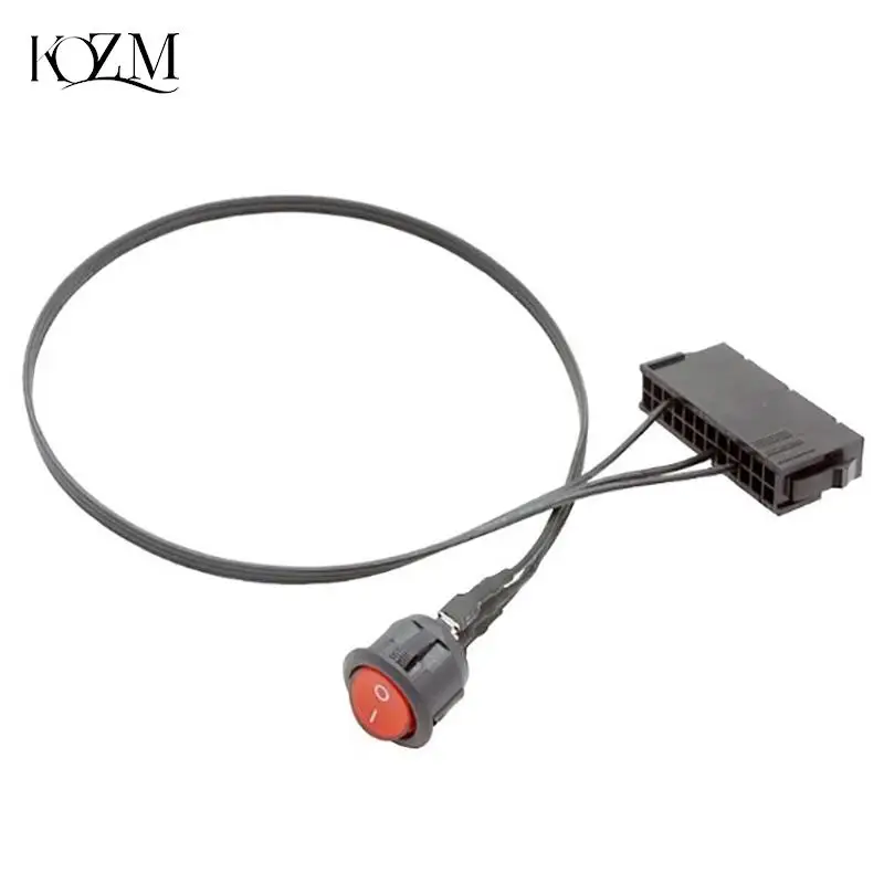 

1 шт. 52 см ATX PSU 24Pin розетка пусковой переключатель кнопка питания кабель 18AWG самоблокирующийся в форме лодки красный световой индикатор