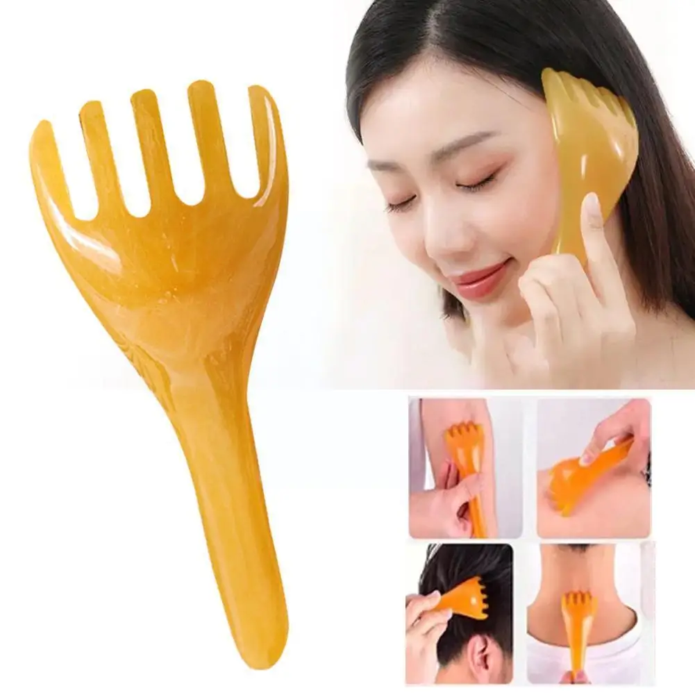 

Resin Head Scalp Comb Body Meridians Massage Scraping Neck Shoulder Stick Tool Combs Body Massager Head Five-claw E2D4