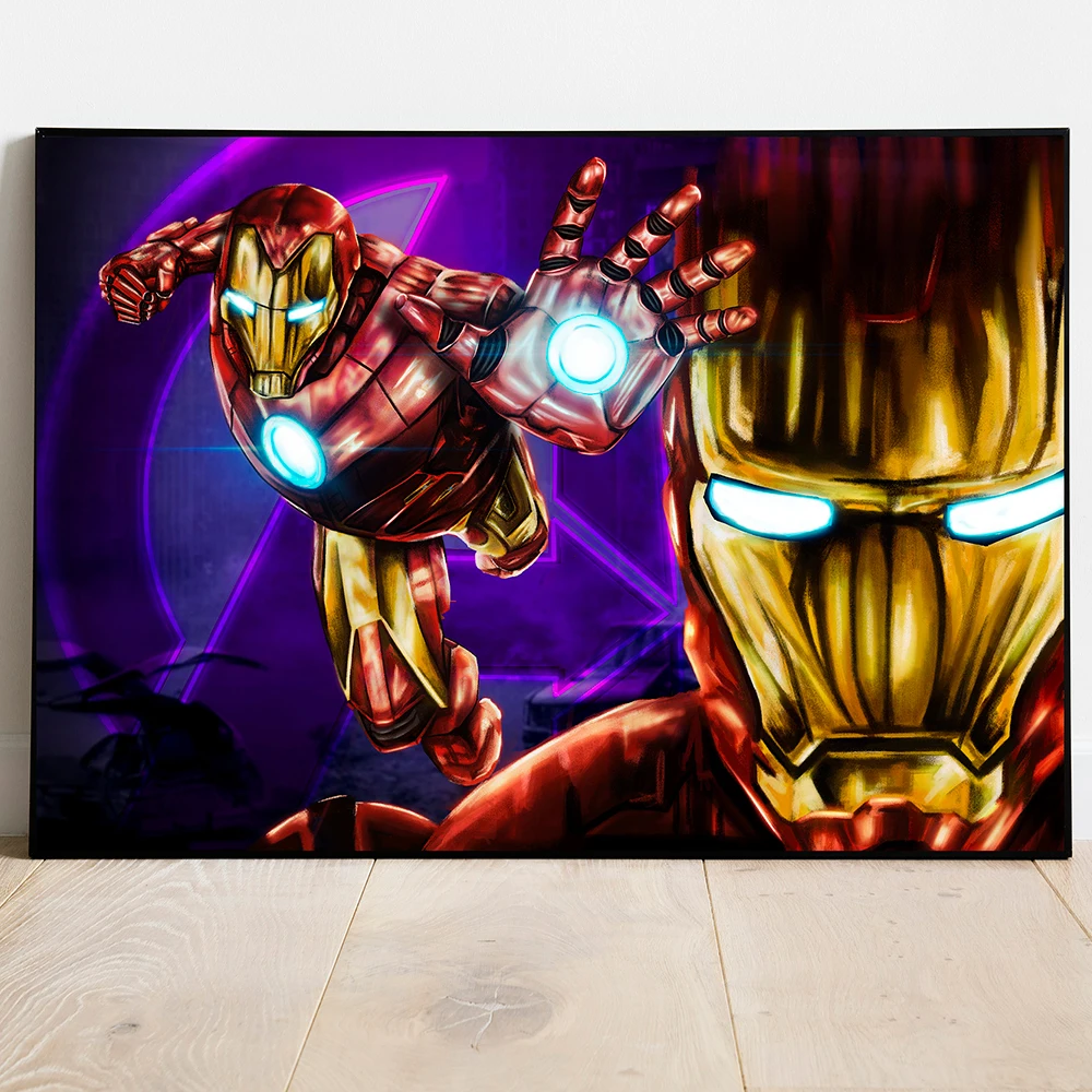 

Детская комната роспись декор железный человек персонаж кинопостер Marvel Мстители холст живопись супергерой настенное Искусство гостиная д...