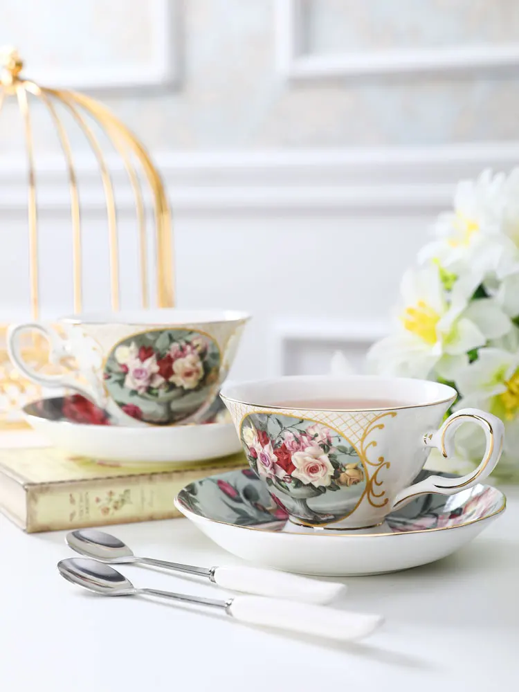 

Набор в английском стиле, ретро, чайная чашка, искусственная, элегантная, маленькая, европейская, роскошная, керамическая чайная чашка