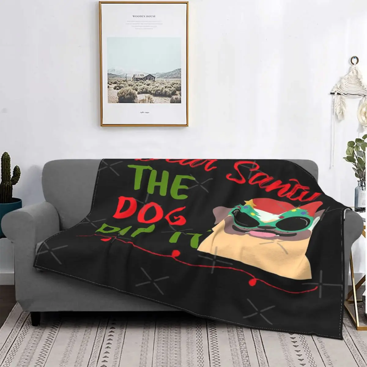 Манта с капюшоном для кемпинга принтом Санта-Клауса собаки пляжа