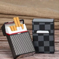 cigar cigarettes cases pu creative lattice tobacco holder hold 20 cigarettes storage box for men smoking accessories leather