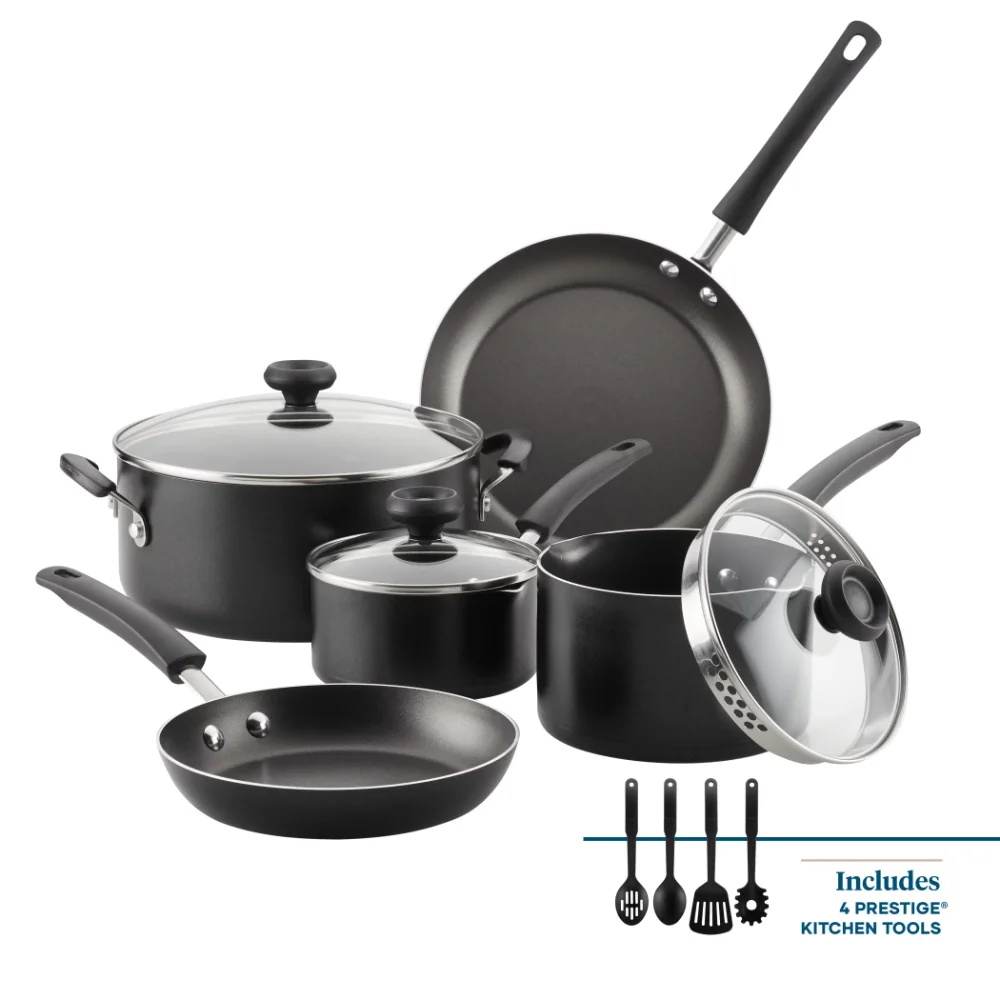 12-Piece Easy Clean Nonstick Pots and Pans/Cookware Set, Black  Cookware Sets Pots and Pans