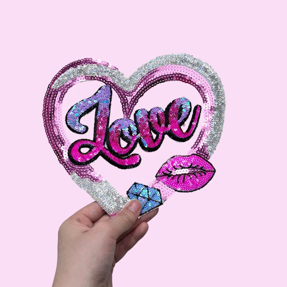 1 шт. 19*21 см патч с блестками и сердечками ручной работы украшение для одежды