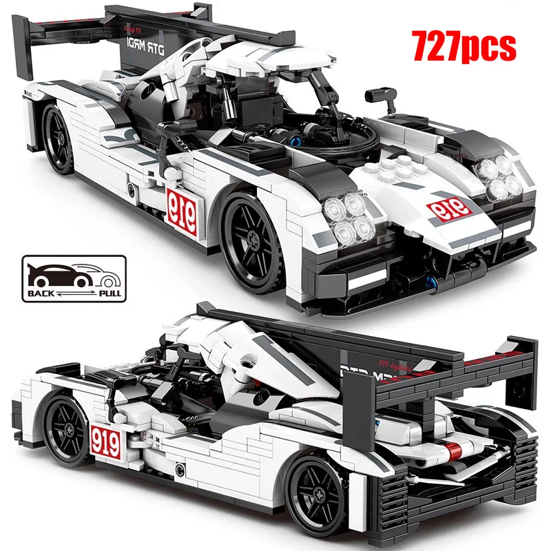 

727pcs City technical MOC Supercar Pull back Racing Car Model Building Blocks DIY Sports Vehicle Bricks Toys For Children Boys