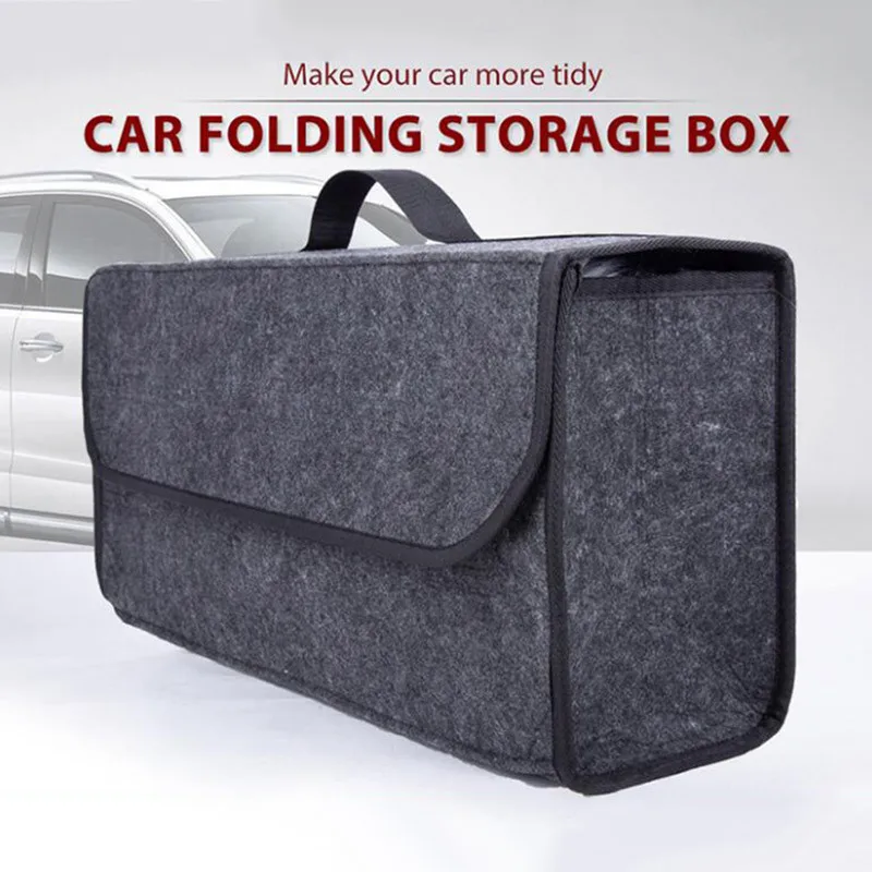 

Lightweight Car Trunk Storage Box Foldable Felt Car Organizer Stowing Tidying Box Black Grey Auto accessories 50x16x24cm