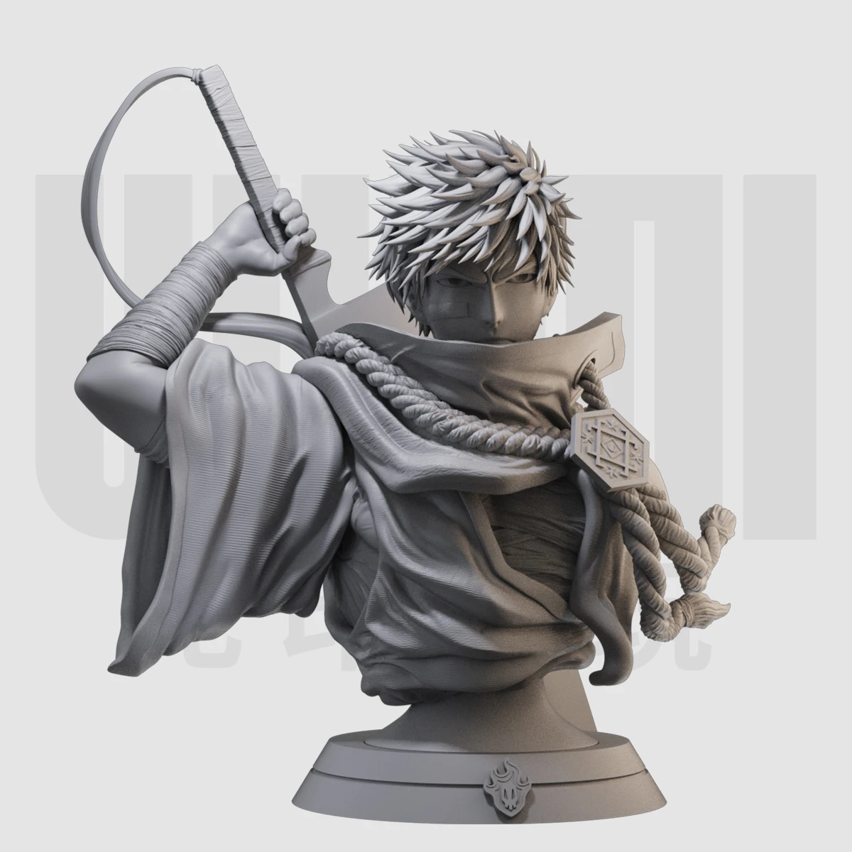 

1/10 Death Man Bust with Large Sword Resin White Model GK figure Model