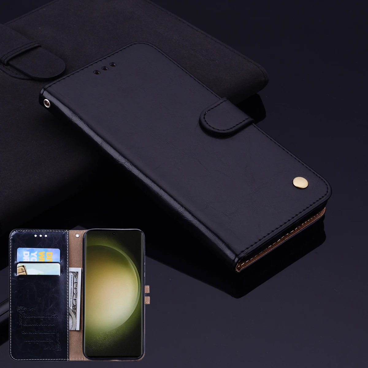 Пылезащитные кожаные чехлы для Samsung Galaxy S23 S24 Ультра Флип-кошелек чехол оболочка FE