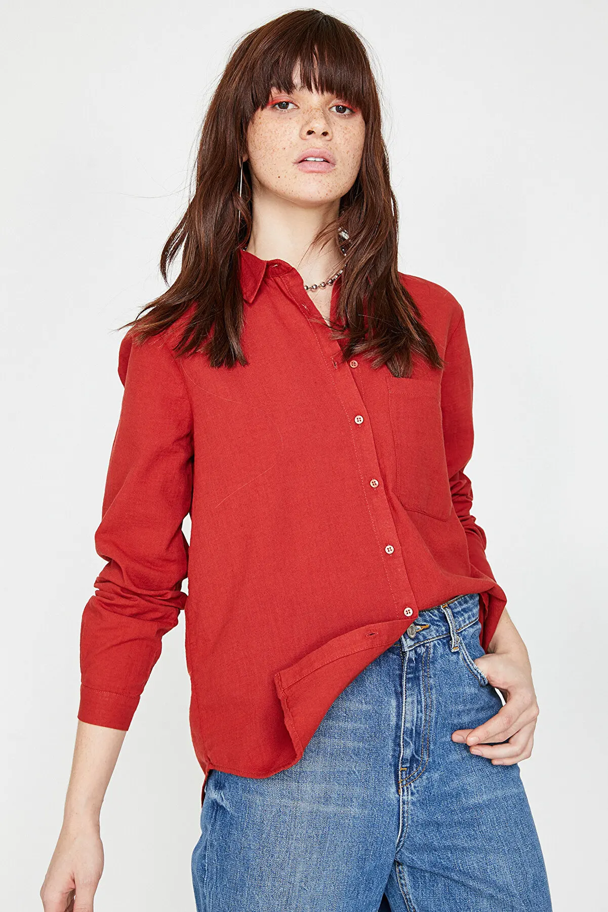 

Женская Классическая рубашка-капитальная, красная Летняя женская рубашка, модные женские блузки, 61503