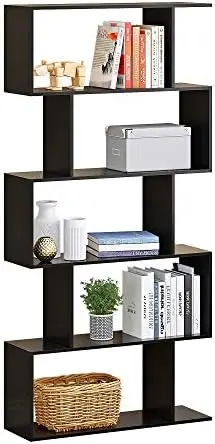

Geometric Bookshelf,5-Tier Modern Bookcase, Open Shelf and Room Divider, Freestanding Display Storage Organizer, Shelving Unit f