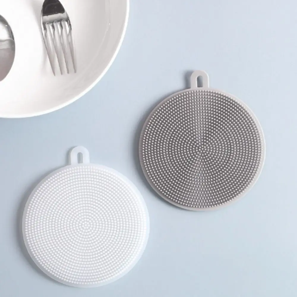 Двусторонняя многоразовая пищевая щетка круглой формы для фруктов и овощей