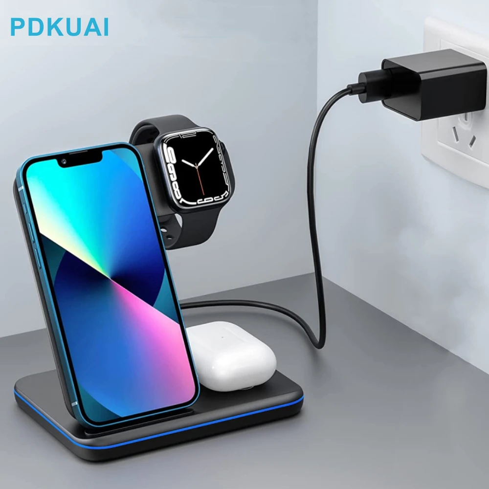 

Беспроводное зарядное устройство 3 в 1, 15 Вт, подставка для iPhone 14 13 12 11 XS XR X 8, док-станция для быстрой зарядки для Apple Watch 8 7 SE AirPods Pro