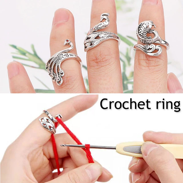 New DIY Knitting Loop Crochet Tool Multi Style Ring Finger Wear Thimble Yarn Adjustable Open Finger Ring Sewing Accessories 1