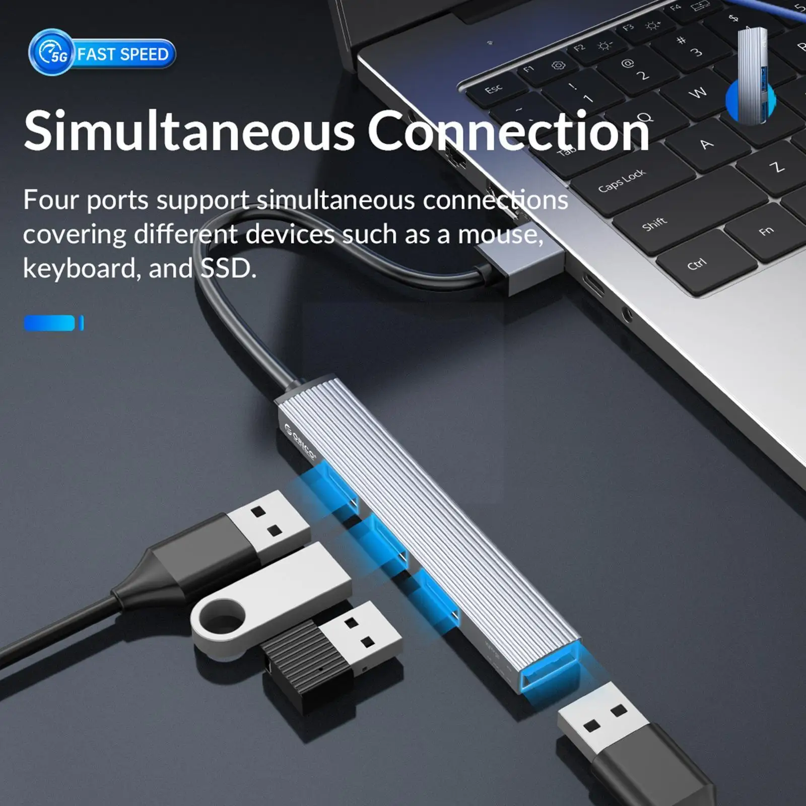 

Aluminum Type C Hub 4 Port Usb 3.0 2.0 Multi Splitter Otg Adapter Portable Tf Dock For Pro Pc Computer Accessories R9b2