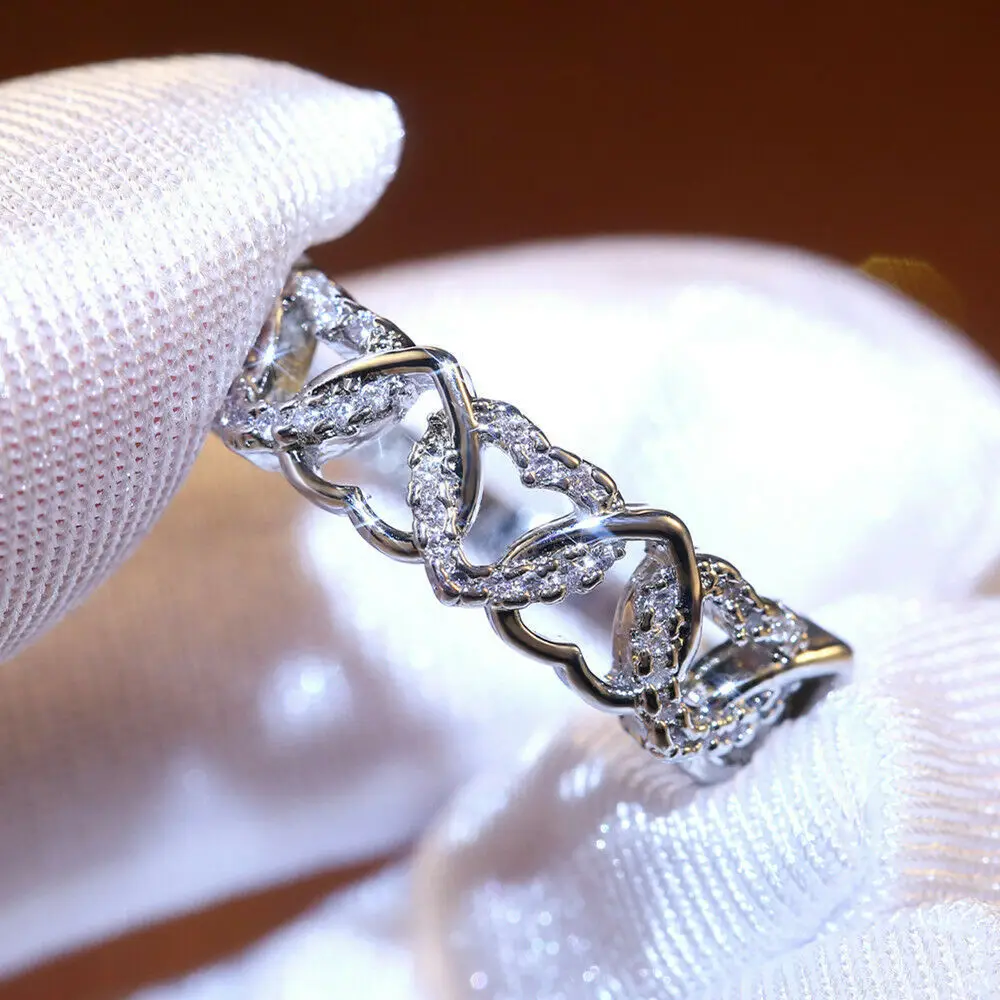 

Fashion Heart Rings Romantic Engagement Proposal Luxurious Rings For Women Girlfriend Silver Color Brilliant Zirconia Jewelry