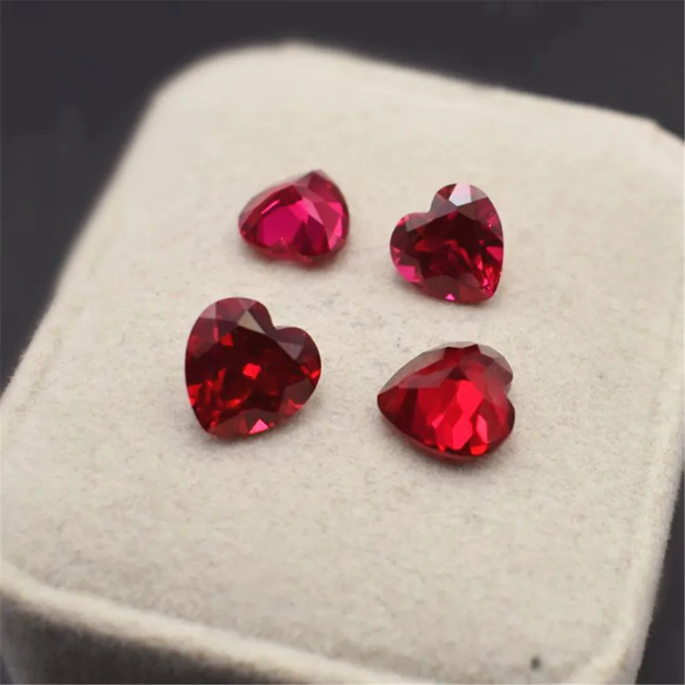 

Высококачественный красно-красный рубин Mohs, твердость 9, граненый драгоценный камень в форме сердца, d-образный Рубин класса AAA, рубин RB053