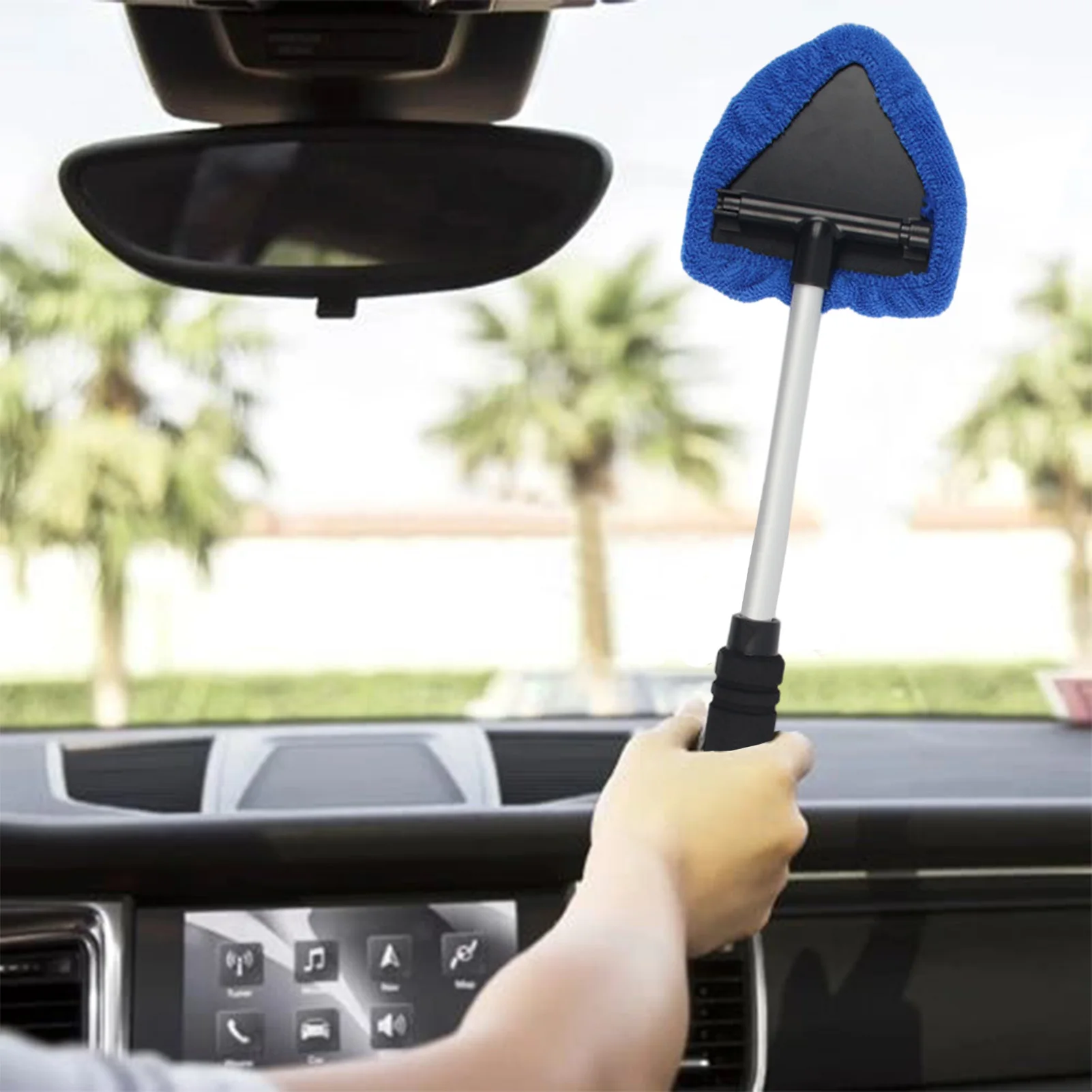 

Car Window Cleaning Tool Windshield Cleaner Wiper With Microfiber Pads Auto Glass Cleaner Kit Interior Exterior